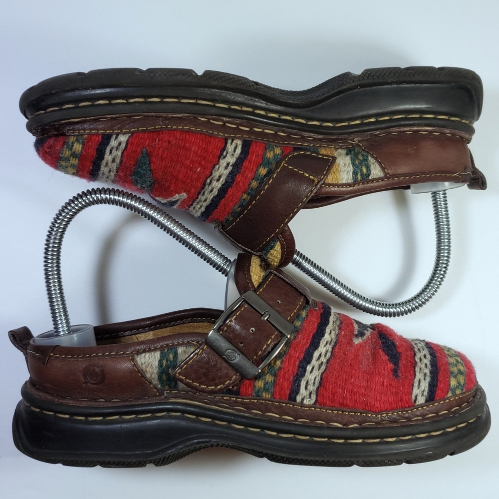 Born Western Aztec Print And Leather Mules Clogs - Picture 4 of 7